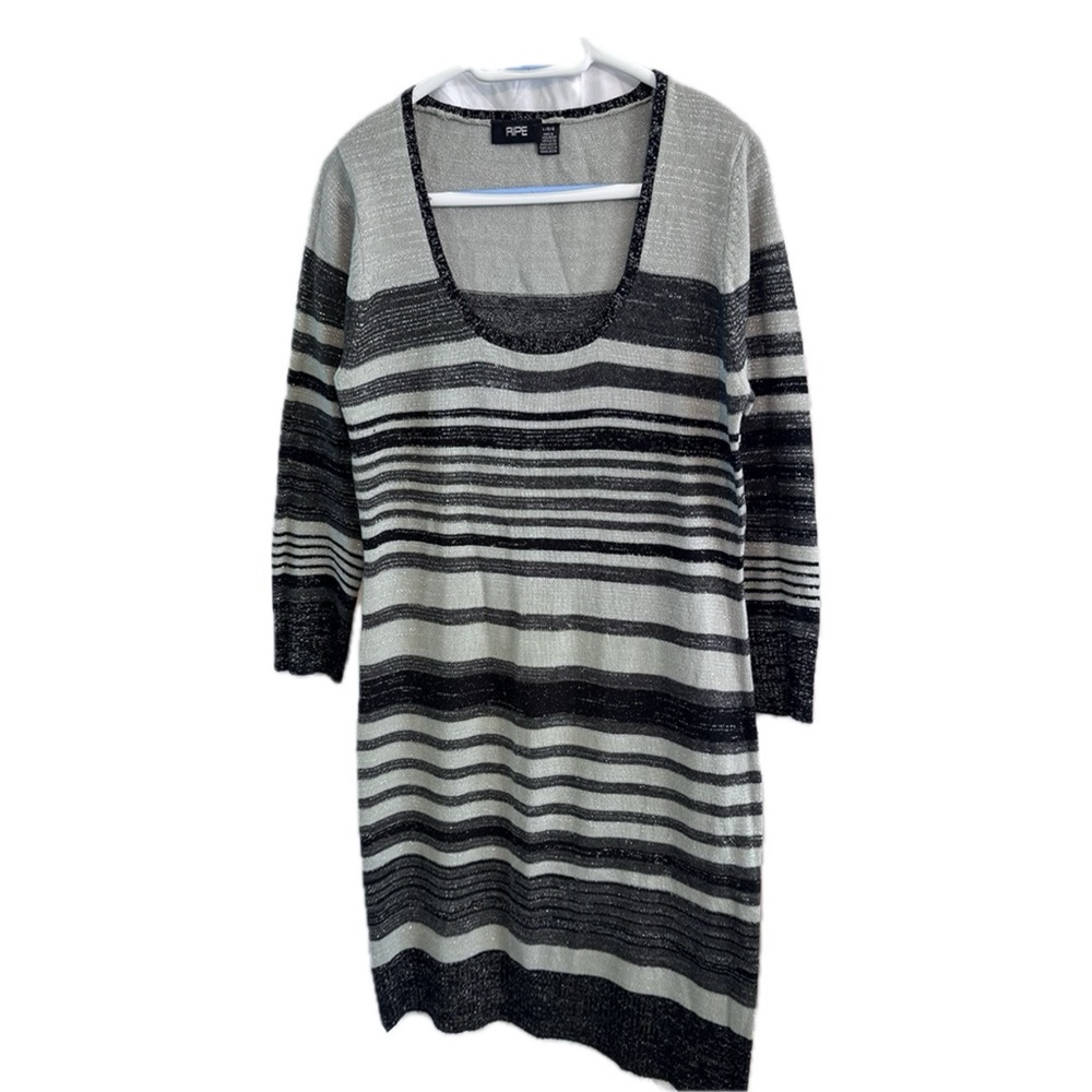 RIPE Striped Metallic Sweater Dress L